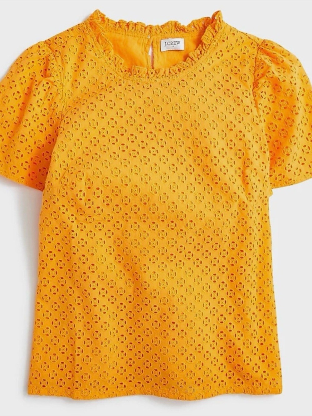 J Crew eyelet top, puff sleeve, medium